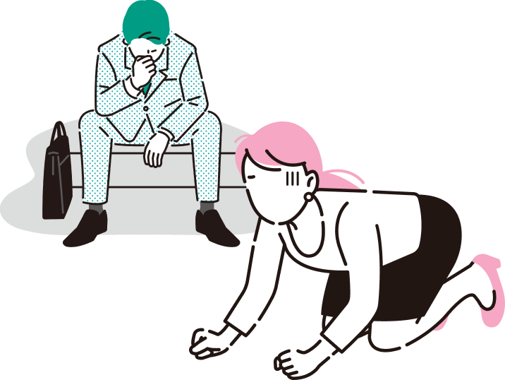 HIVへの不安で落ち込む男女のイラスト